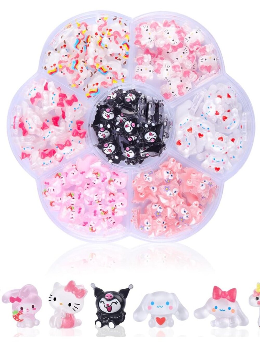 140 Pcs Nail Charms,7 Styles 3D Slime Charms Nail Decorations Flatback Resin Cha